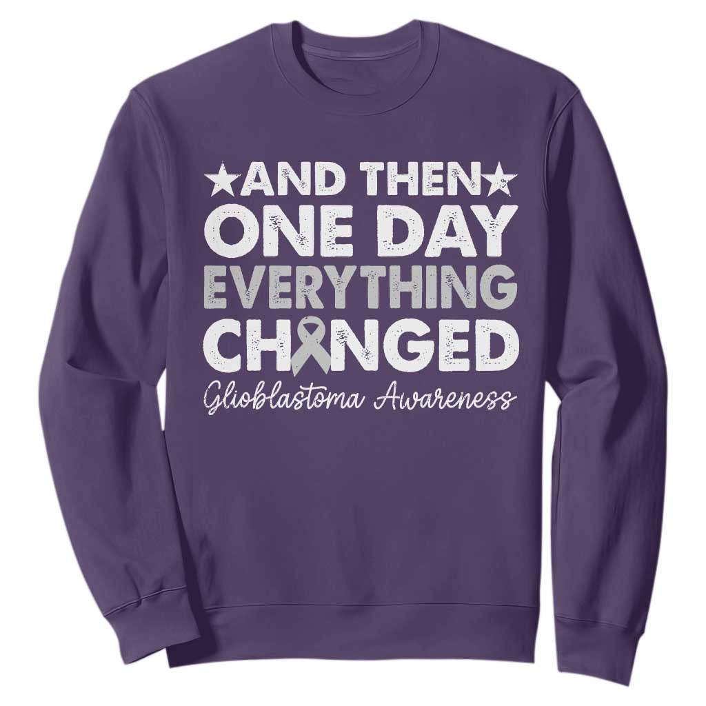Glioblastoma Support Sweatshirt Retro Fight Brain Tumor Cure Gray Ribbon