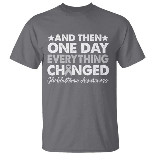 Glioblastoma Support T Shirt Retro Fight Brain Tumor Cure Gray Ribbon