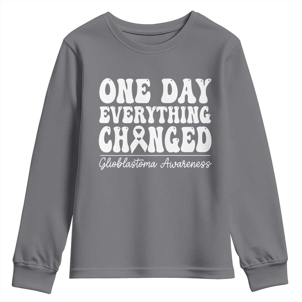 Glioblastoma Support Youth Sweatshirt Fight Brain Tumor Cure Groovy