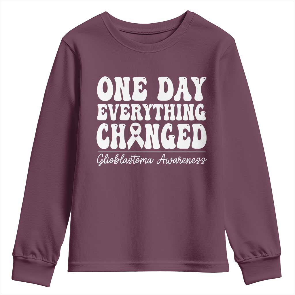Glioblastoma Support Youth Sweatshirt Fight Brain Tumor Cure Groovy