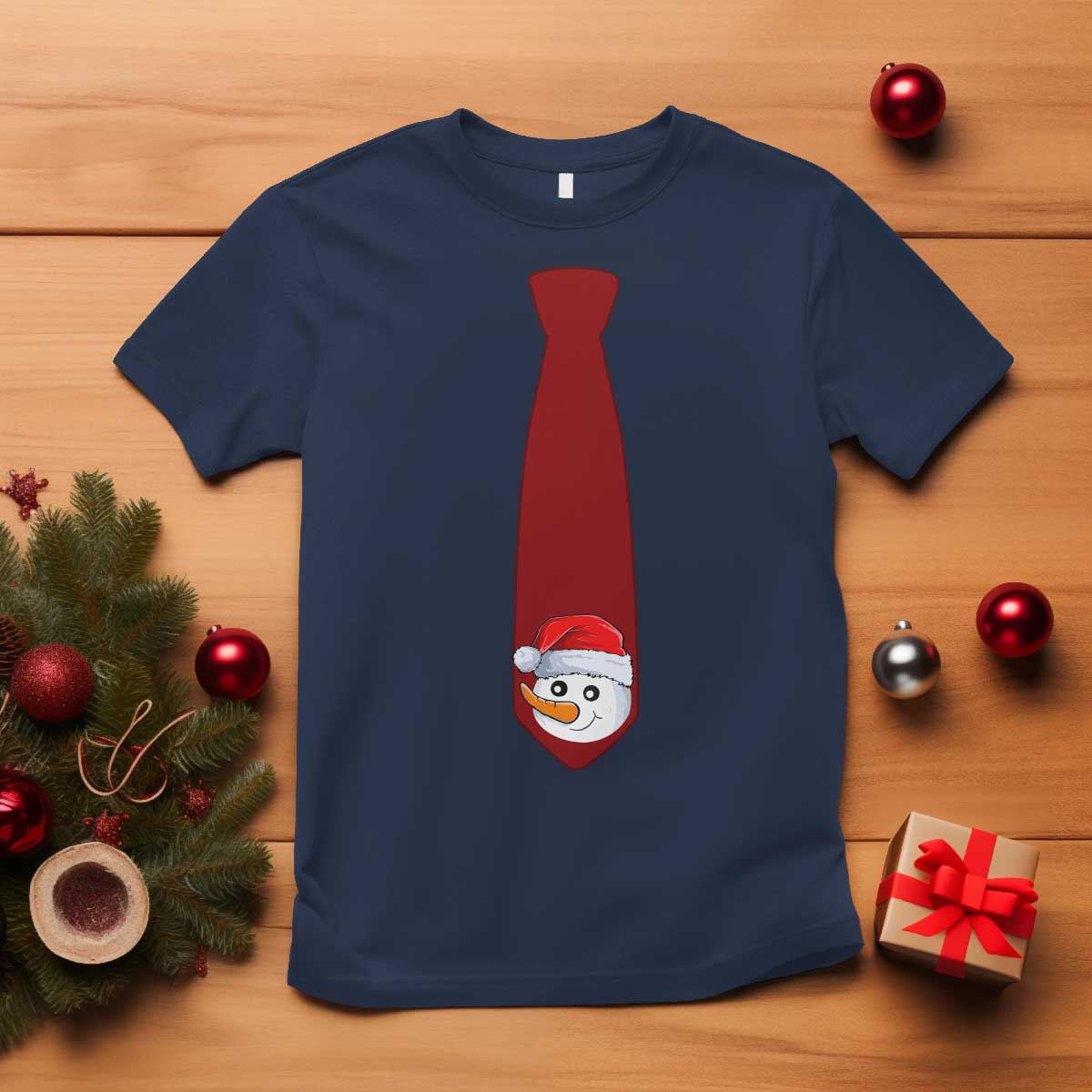 funny-christmas-t-shirt-tie-with-snowman-for-family-matching-ugly-gift