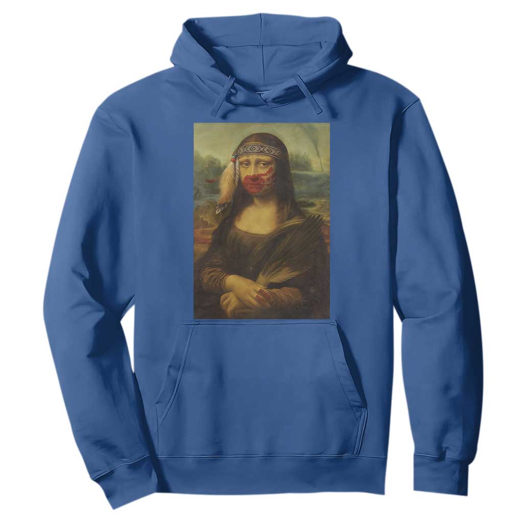 MMIW Movement Hoodie Mona Lisa Red Handprint Indigenous Woman Stop Stolen Sisters