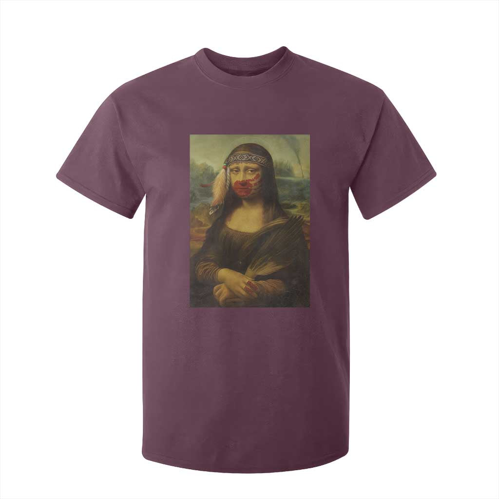 MMIW Movement T Shirt For Kid Mona Lisa Red Handprint Indigenous Woman Stop Stolen Sisters
