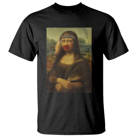 MMIW Movement T Shirt Mona Lisa Red Handprint Indigenous Woman Stop Stolen Sisters
