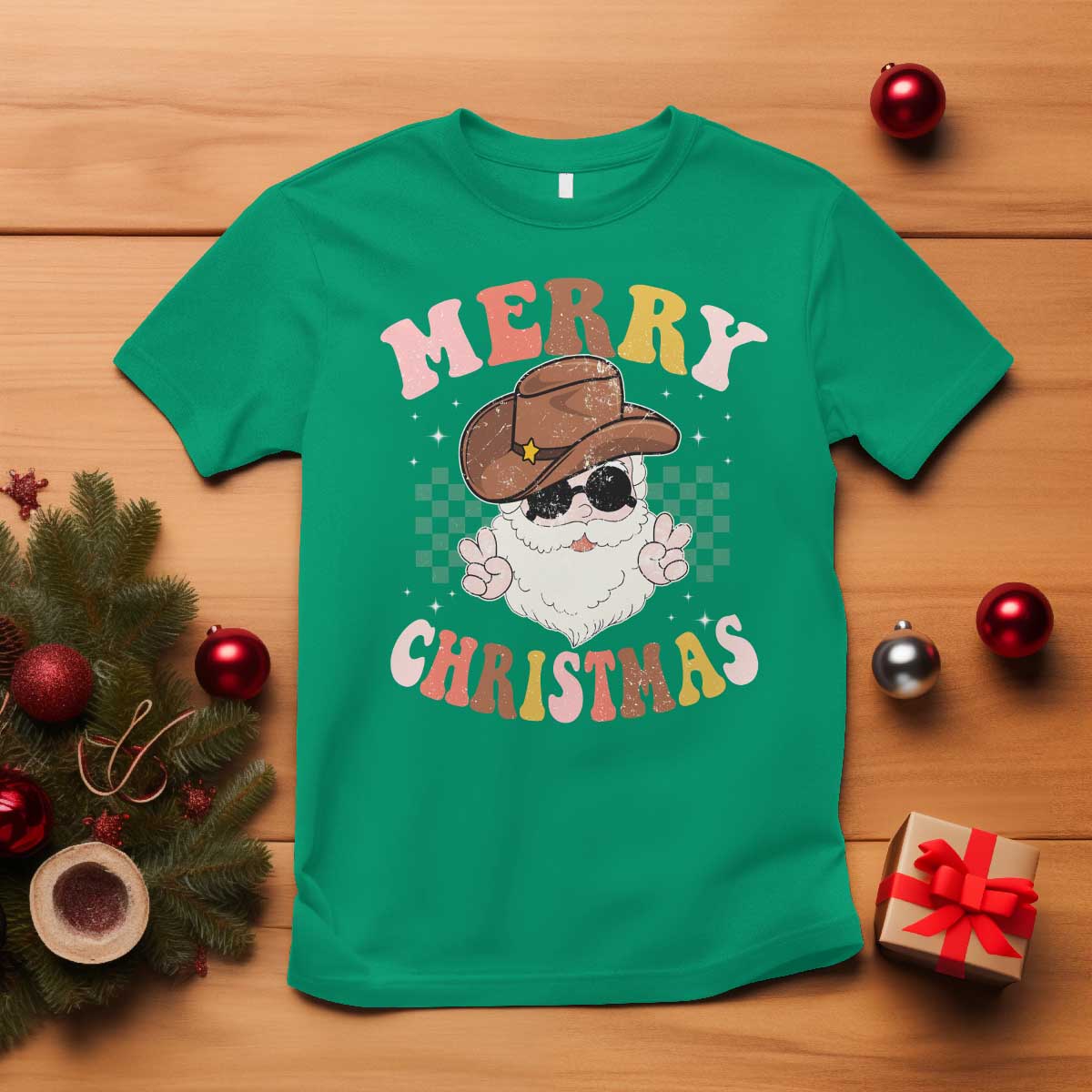 christmas-cowboy-t-shirt-vintage-90s-western-groovy-santa-claus-xmas-vibes