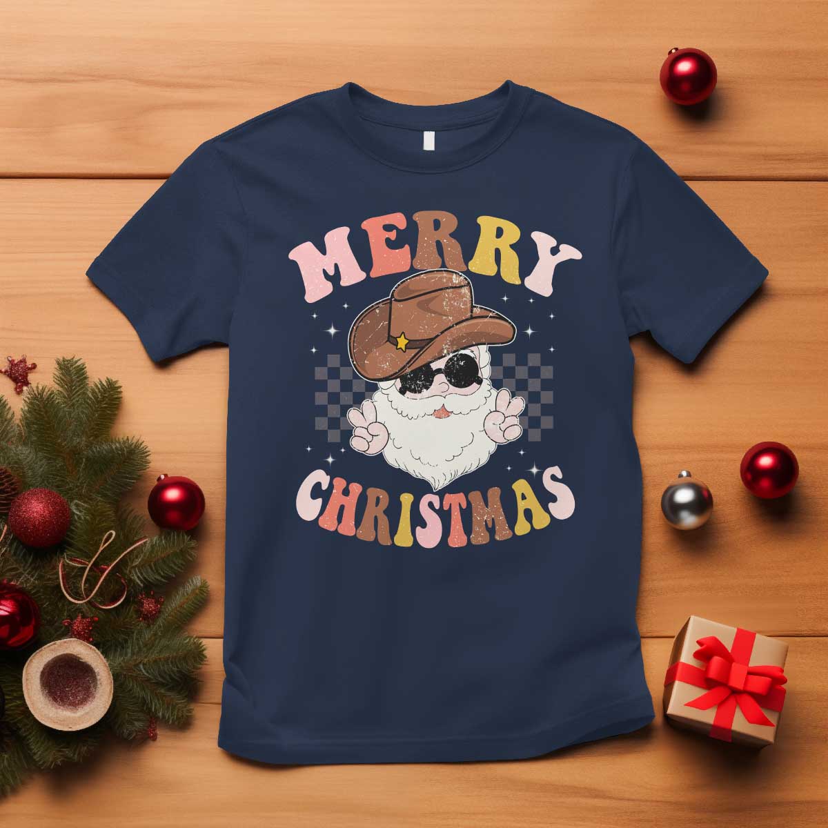 christmas-cowboy-t-shirt-vintage-90s-western-groovy-santa-claus-xmas-vibes