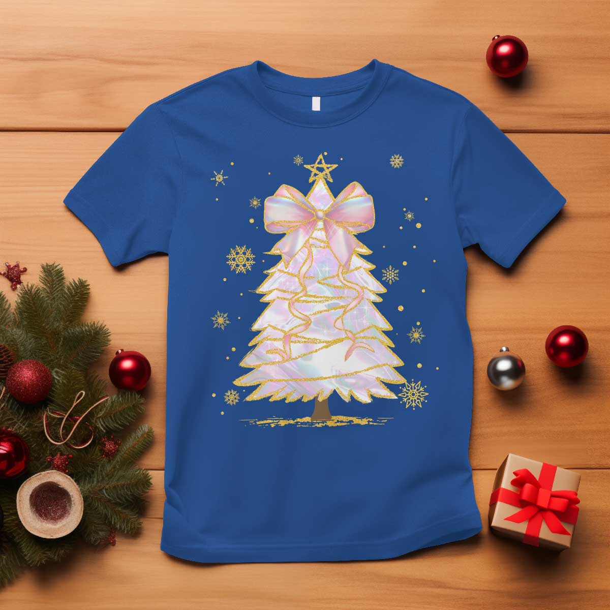 christmas-tree-bow-t-shirt-gift-for-her