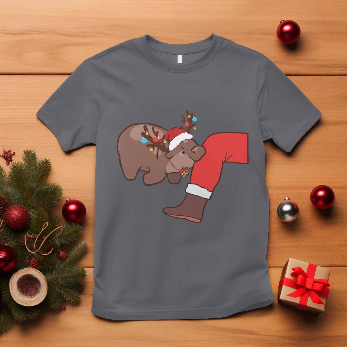 funny-moo-deng-christmas-t-shirt-moodengmas-xmas-baby-pygmy-hippo-cute-zoo-for-family-tee