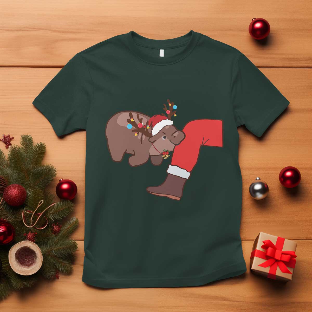 funny-moo-deng-christmas-t-shirt-moodengmas-xmas-baby-pygmy-hippo-cute-zoo-for-family-tee