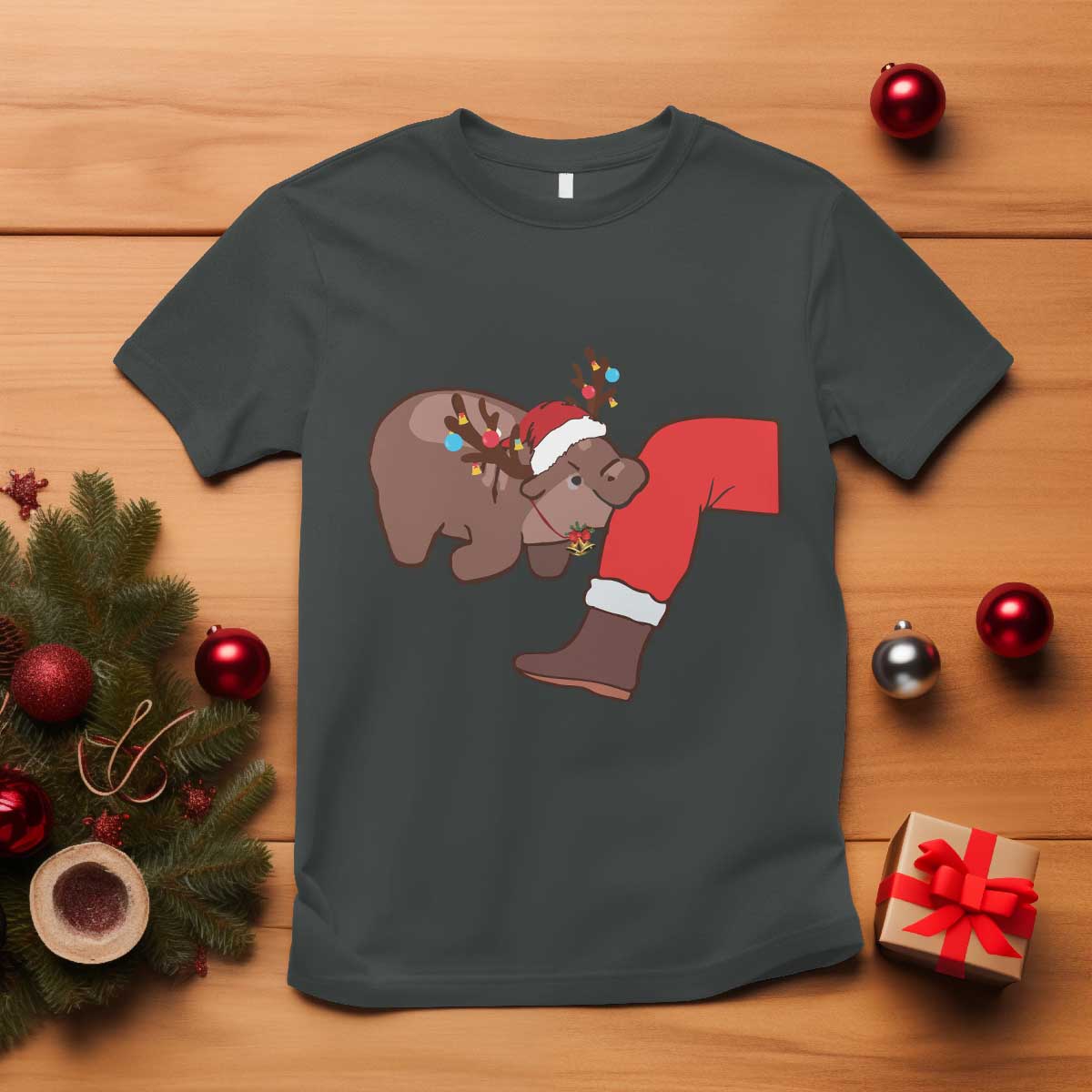 funny-moo-deng-christmas-t-shirt-moodengmas-xmas-baby-pygmy-hippo-cute-zoo-for-family-tee