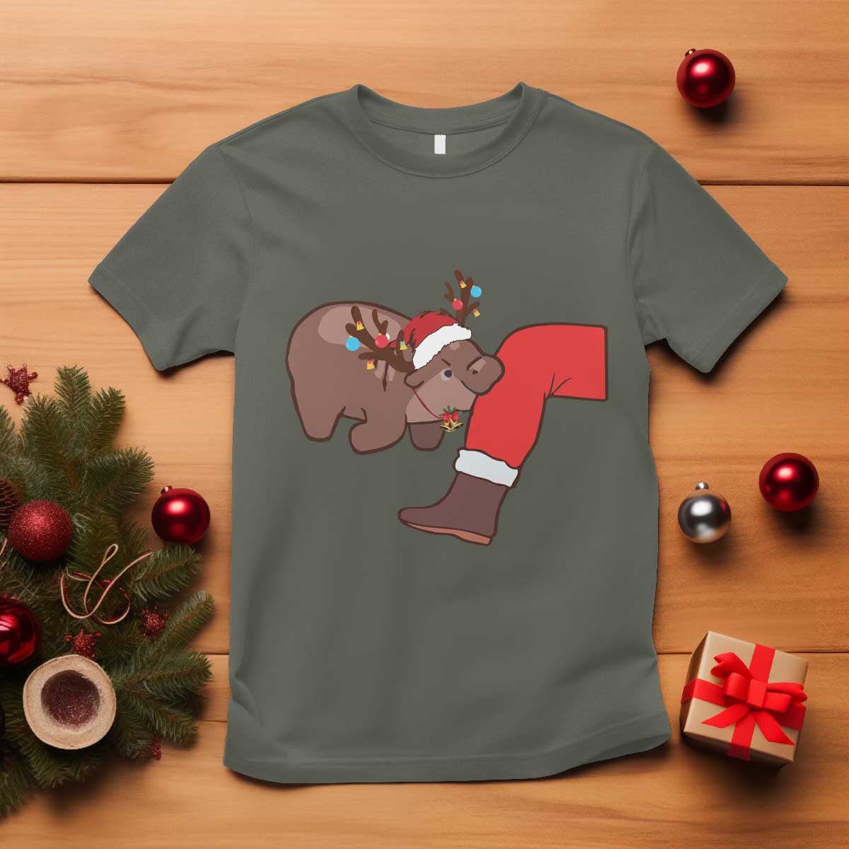 funny-moo-deng-christmas-t-shirt-moodengmas-xmas-baby-pygmy-hippo-cute-zoo-for-family-tee