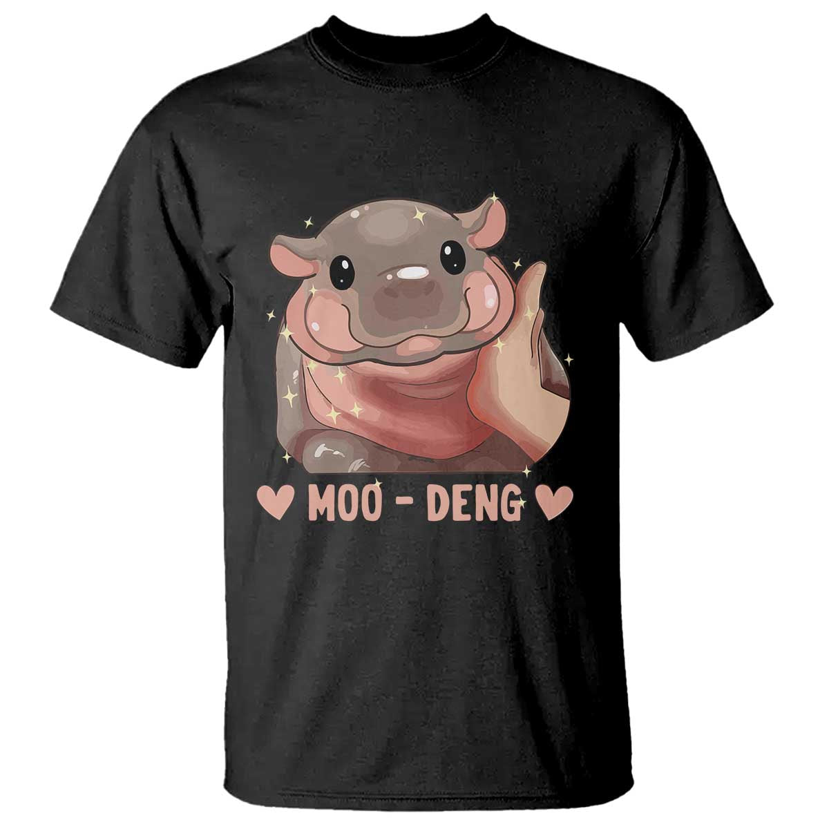 funny-moo-deng-t-shirt-baby-pygmy-hippo-cute-zoo-for-family-tee