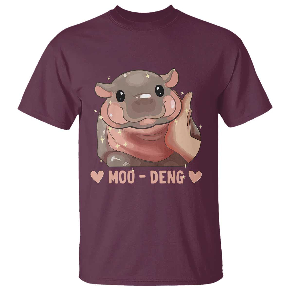 funny-moo-deng-t-shirt-baby-pygmy-hippo-cute-zoo-for-family-tee