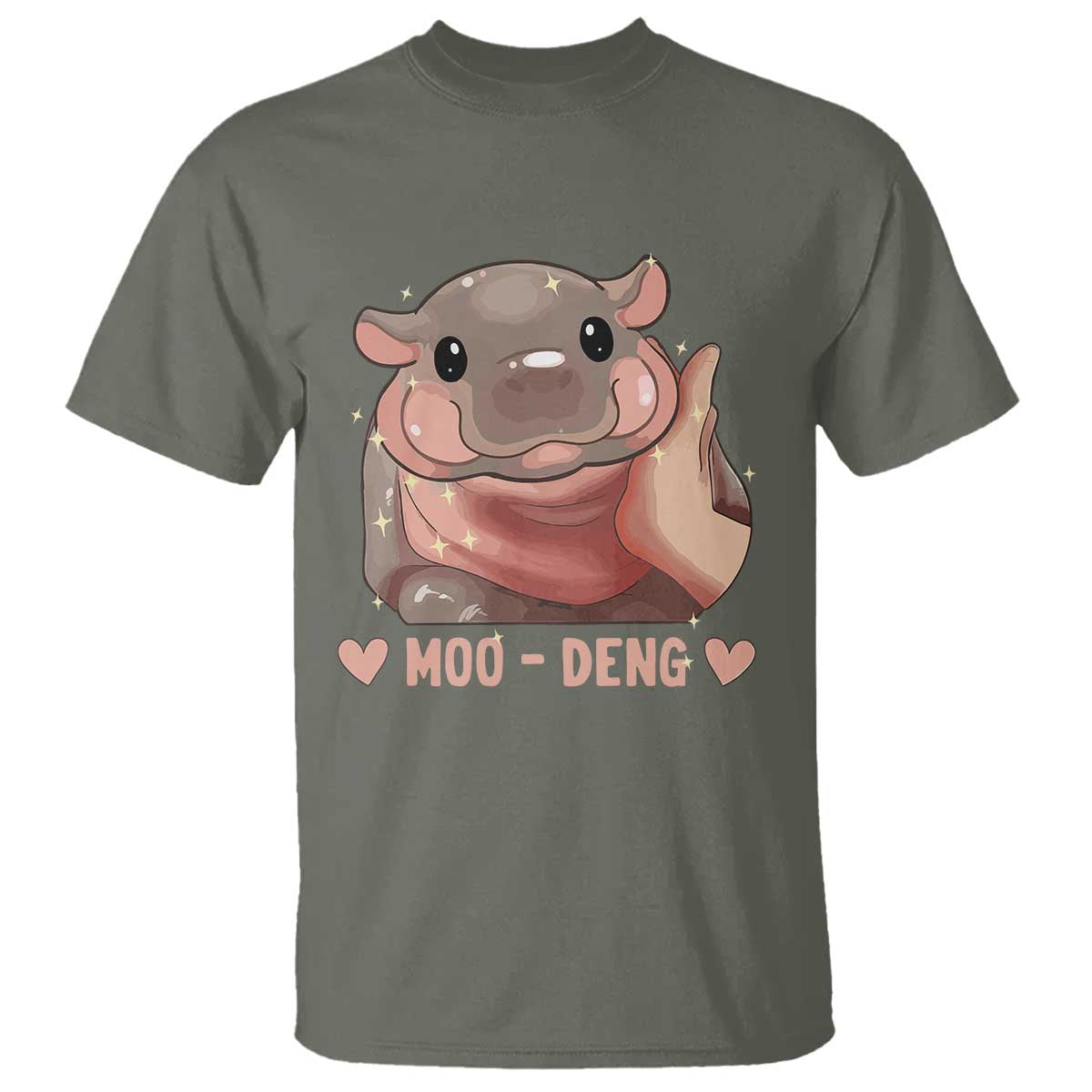 funny-moo-deng-t-shirt-baby-pygmy-hippo-cute-zoo-for-family-tee