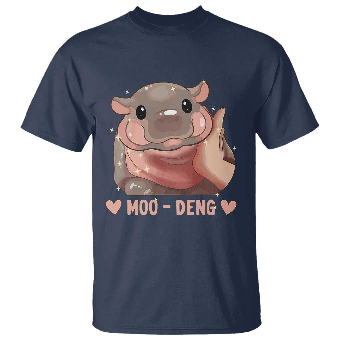 funny-moo-deng-t-shirt-baby-pygmy-hippo-cute-zoo-for-family-tee