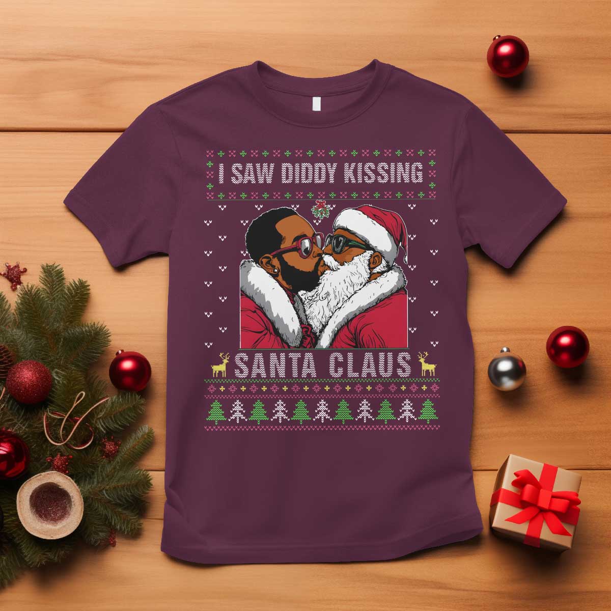 funny-dirty-christmas-t-shirt-i-saw-diddy-kissing-santa-claus-ugly-xmas-sweater
