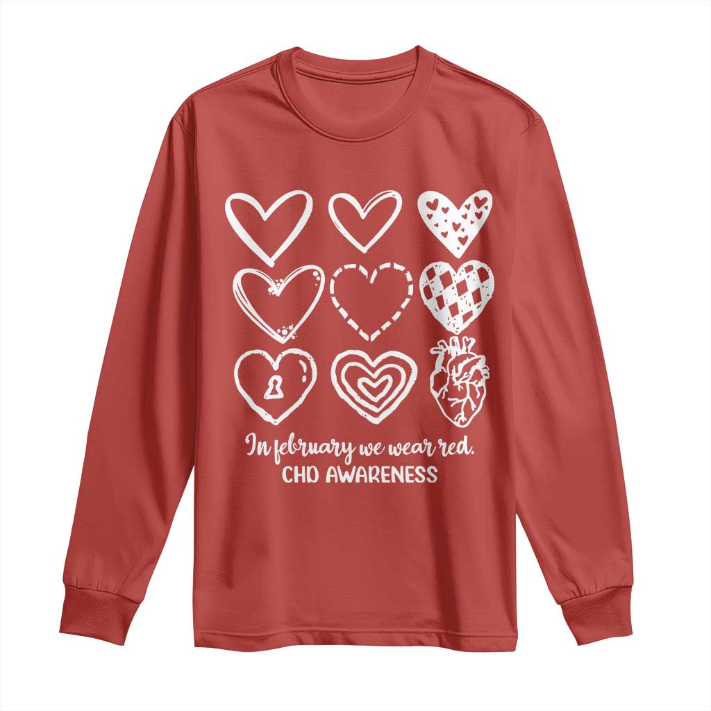 CHD Heart Disease Support Long Sleeve Shirt In February We Wear Red