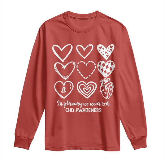 CHD Heart Disease Support Long Sleeve Shirt In February We Wear Red
