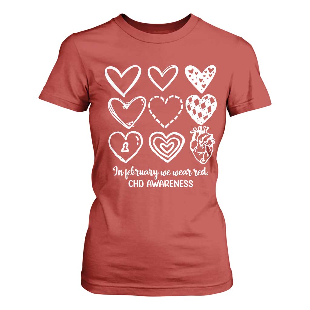 CHD Heart Disease Support T Shirt For Women In February We Wear Red