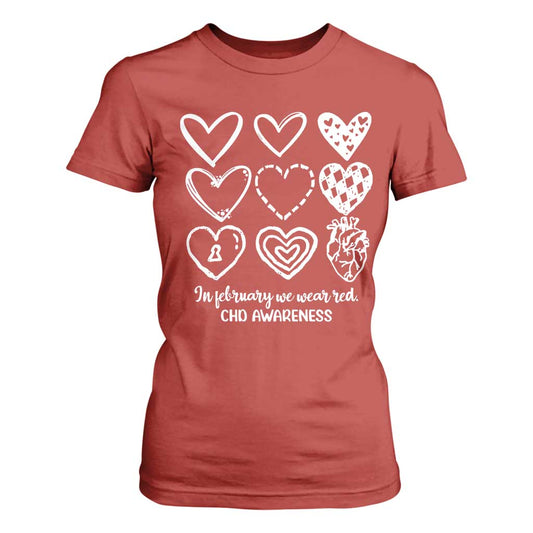 CHD Heart Disease Support T Shirt For Women In February We Wear Red