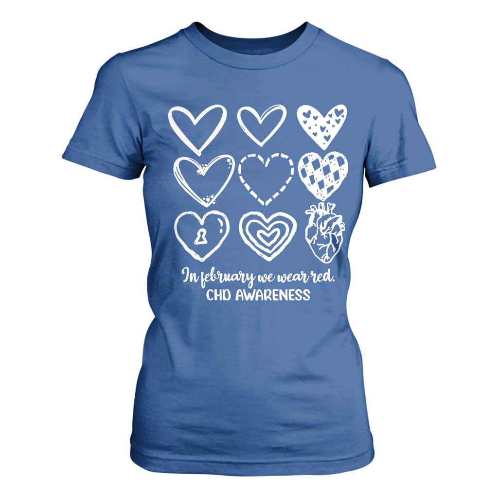 CHD Heart Disease Support T Shirt For Women In February We Wear Red