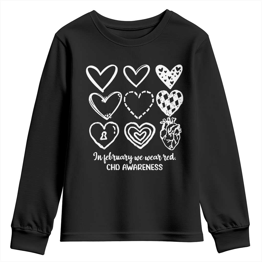 CHD Heart Disease Support Youth Sweatshirt In February We Wear Red