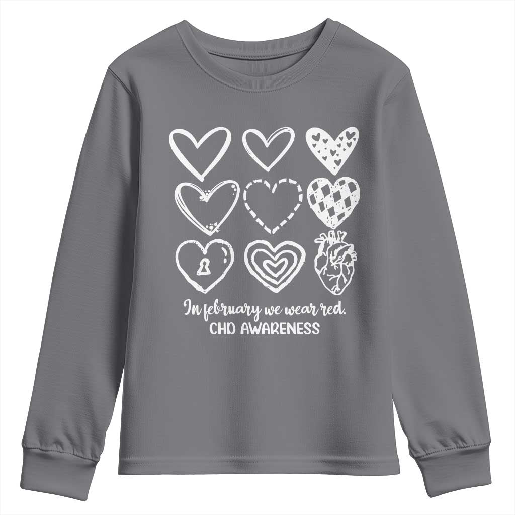 CHD Heart Disease Support Youth Sweatshirt In February We Wear Red