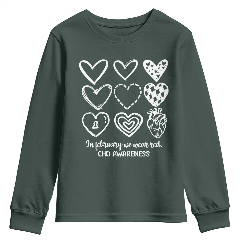 CHD Heart Disease Support Youth Sweatshirt In February We Wear Red