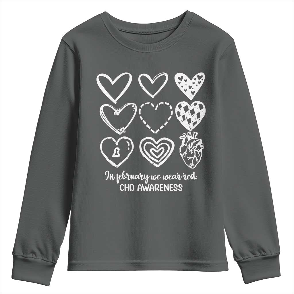 CHD Heart Disease Support Youth Sweatshirt In February We Wear Red