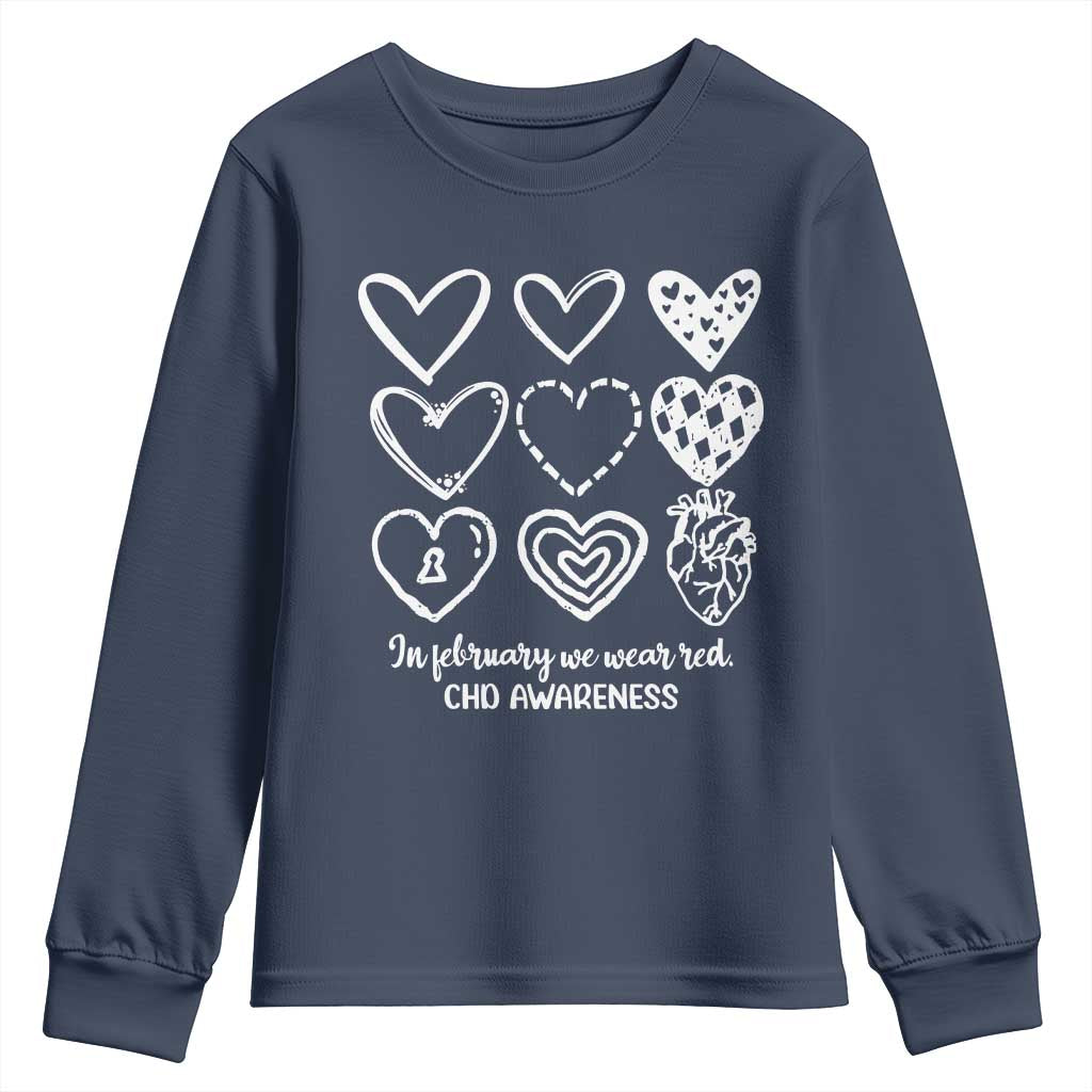 CHD Heart Disease Support Youth Sweatshirt In February We Wear Red