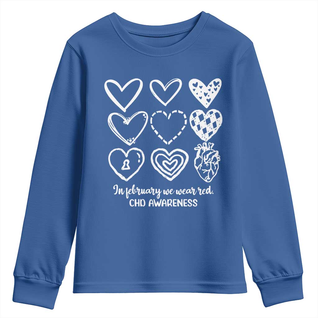 CHD Heart Disease Support Youth Sweatshirt In February We Wear Red