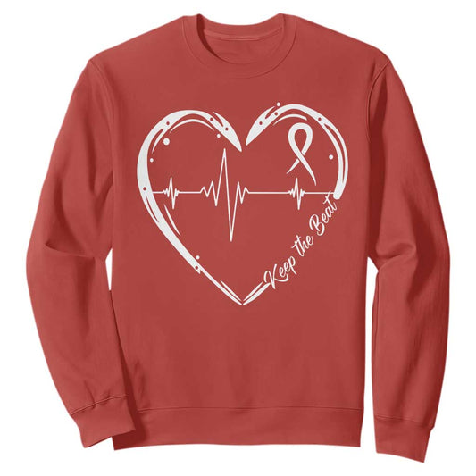 CHD Heart Disease Support Sweatshirt Wear Red Keep The Beat Heart Health