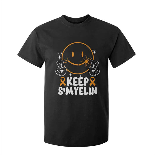 Multiple Sclerosis Support T Shirt For Kid Keep Smyelin Orange Ribbon MS Fighter