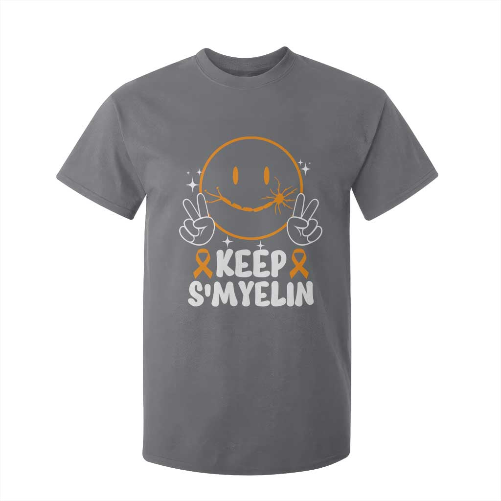 Multiple Sclerosis Support T Shirt For Kid Keep Smyelin Orange Ribbon MS Fighter