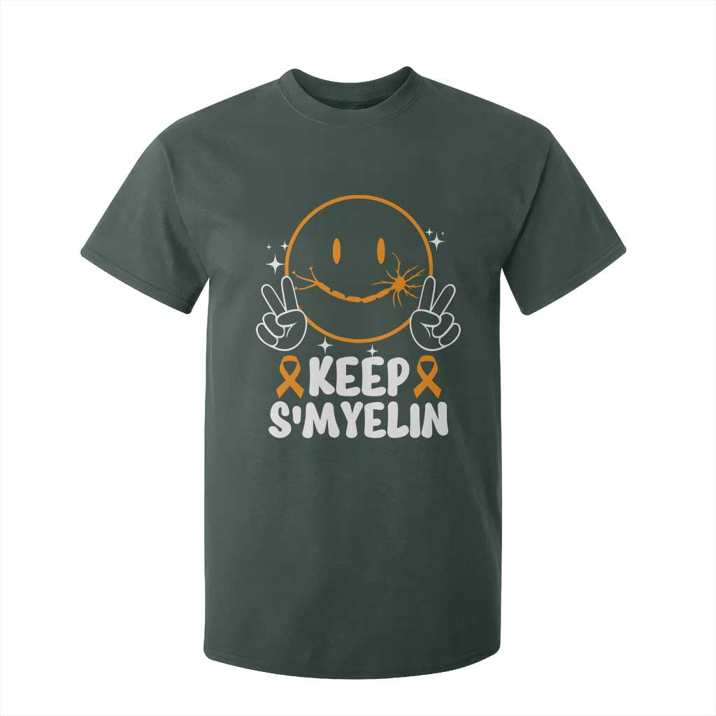 Multiple Sclerosis Support T Shirt For Kid Keep Smyelin Orange Ribbon MS Fighter