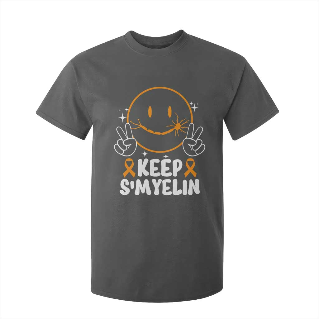 Multiple Sclerosis Support T Shirt For Kid Keep Smyelin Orange Ribbon MS Fighter
