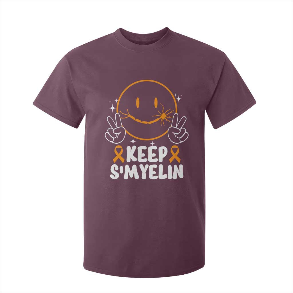 Multiple Sclerosis Support T Shirt For Kid Keep Smyelin Orange Ribbon MS Fighter