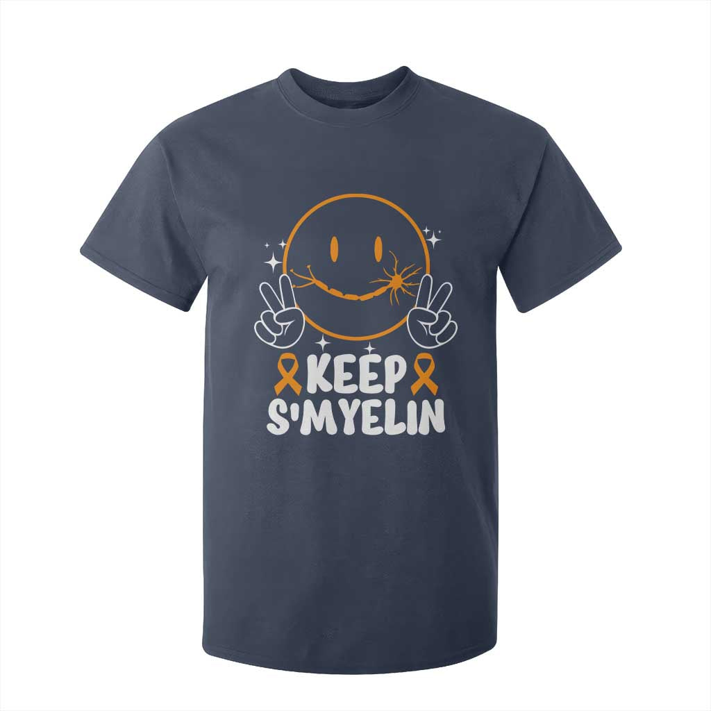 Multiple Sclerosis Support T Shirt For Kid Keep Smyelin Orange Ribbon MS Fighter