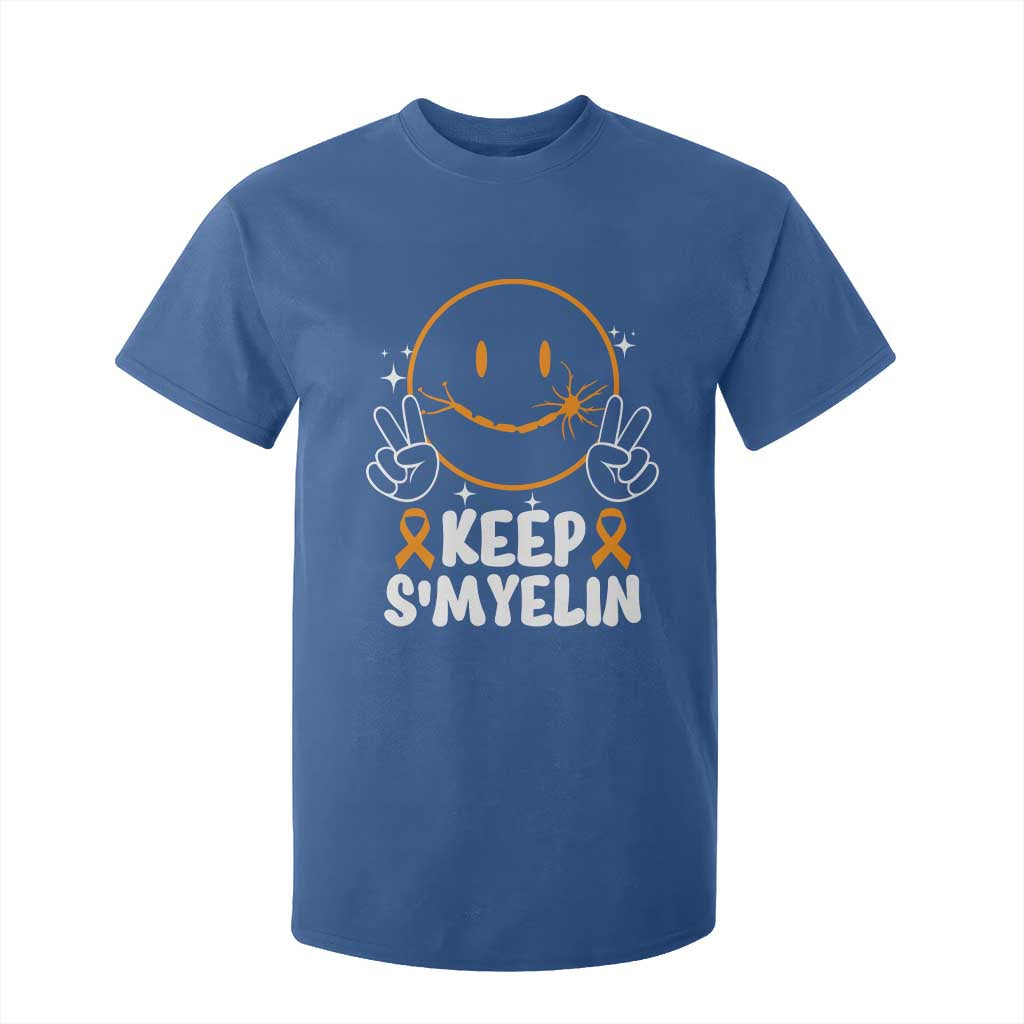 Multiple Sclerosis Support T Shirt For Kid Keep Smyelin Orange Ribbon MS Fighter