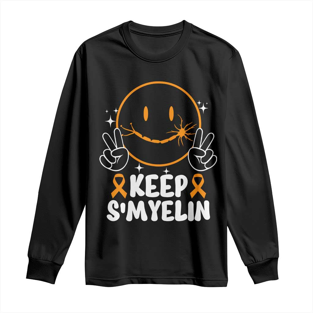 Multiple Sclerosis Support Long Sleeve Shirt Keep Smyelin Orange Ribbon MS Fighter