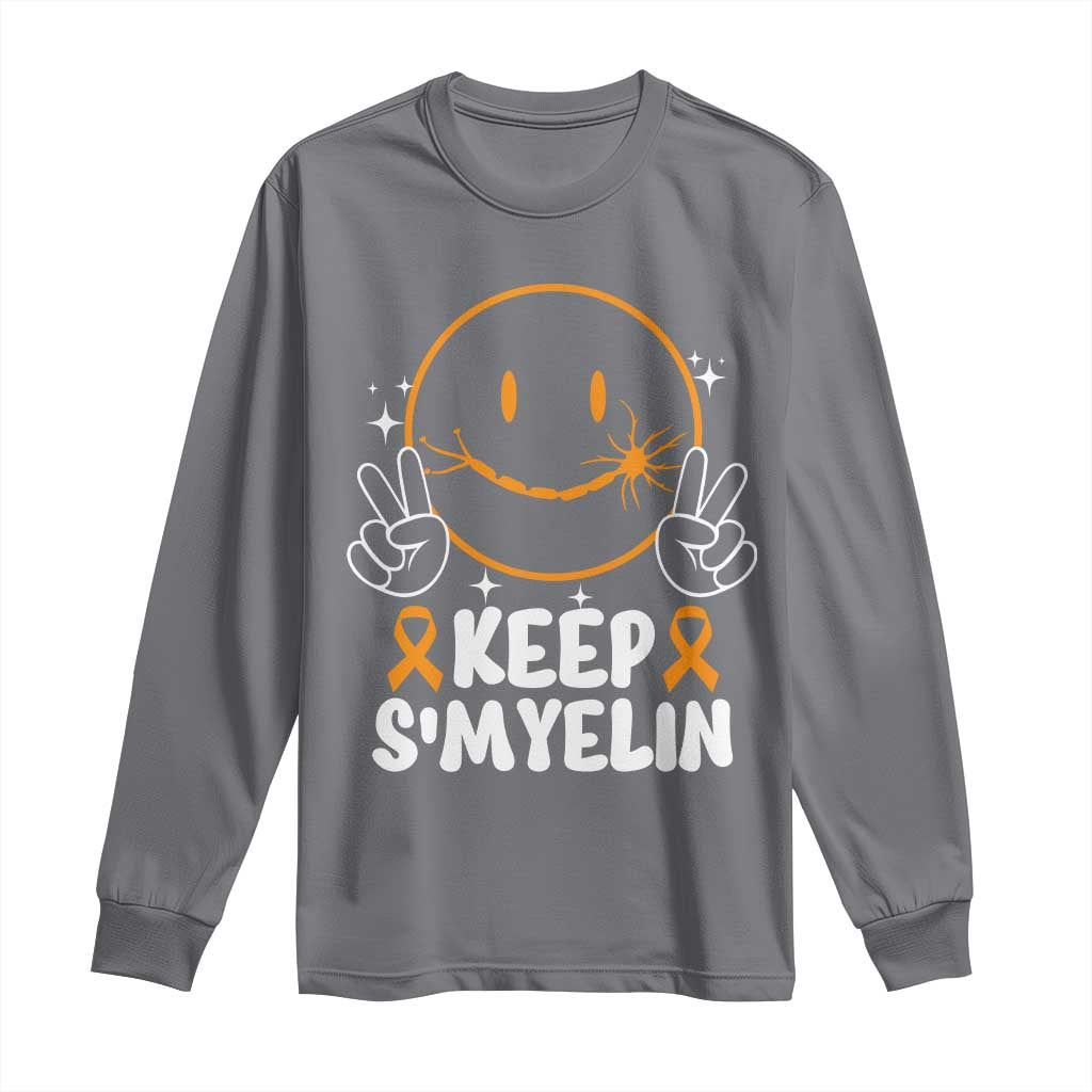 Multiple Sclerosis Support Long Sleeve Shirt Keep Smyelin Orange Ribbon MS Fighter