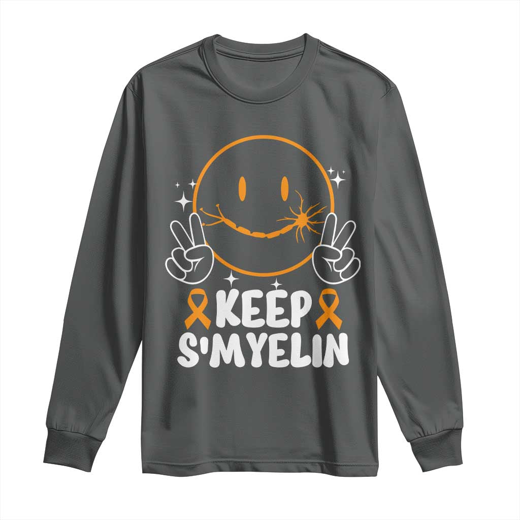 Multiple Sclerosis Support Long Sleeve Shirt Keep Smyelin Orange Ribbon MS Fighter