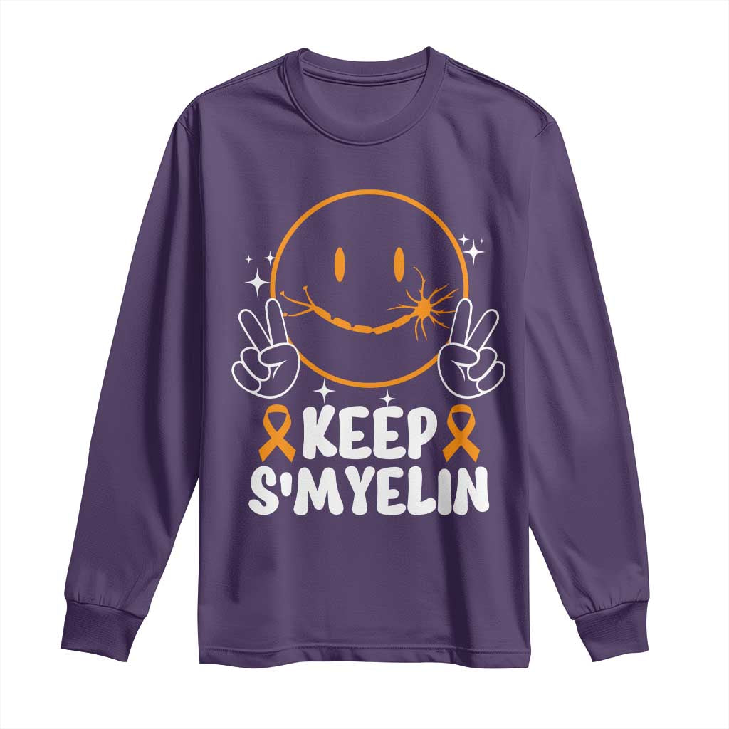 Multiple Sclerosis Support Long Sleeve Shirt Keep Smyelin Orange Ribbon MS Fighter