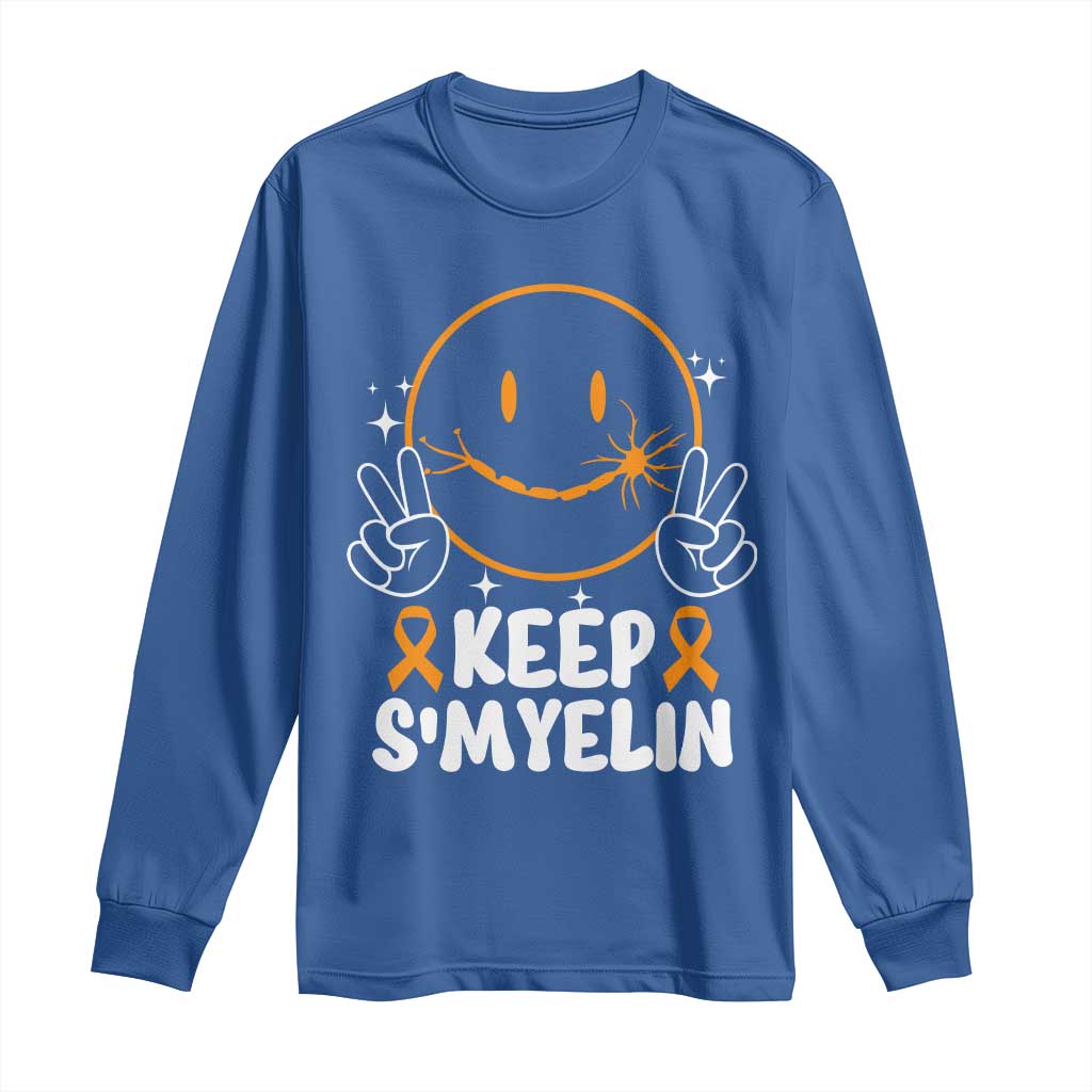 Multiple Sclerosis Support Long Sleeve Shirt Keep Smyelin Orange Ribbon MS Fighter
