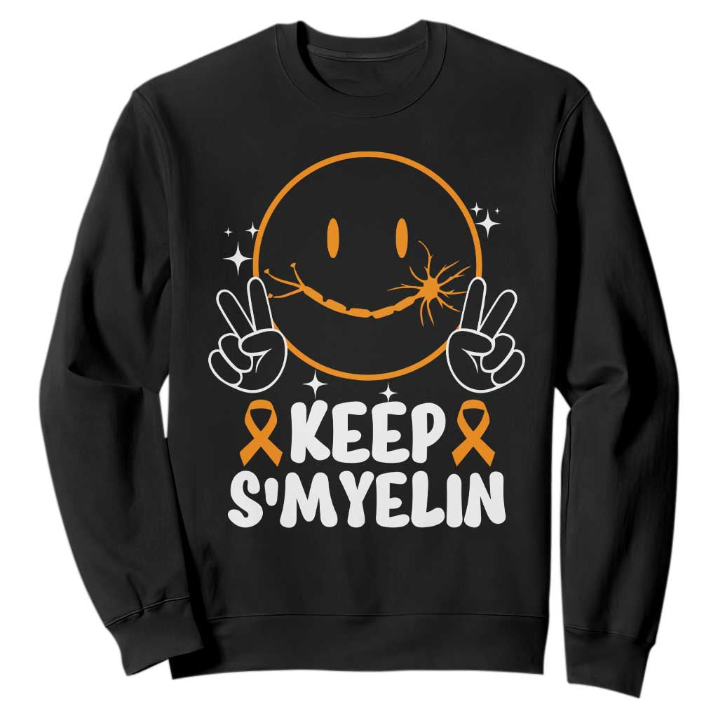 Multiple Sclerosis Support Sweatshirt Keep Smyelin Orange Ribbon MS Fighter