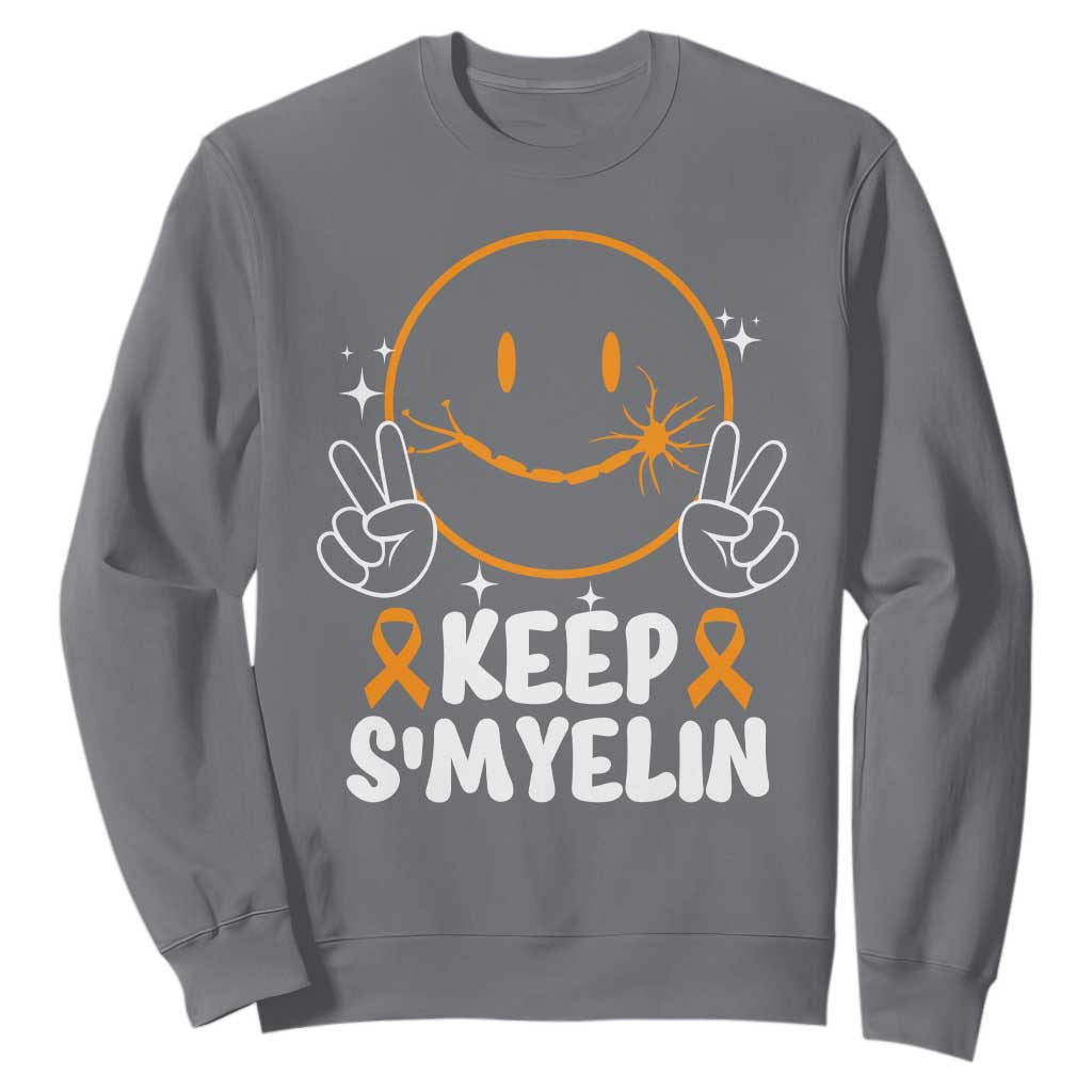 Multiple Sclerosis Support Sweatshirt Keep Smyelin Orange Ribbon MS Fighter