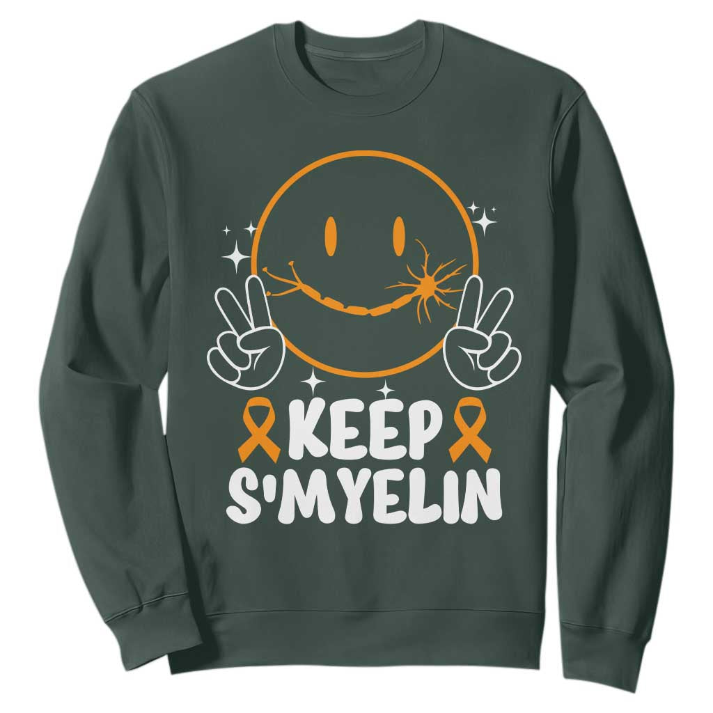 Multiple Sclerosis Support Sweatshirt Keep Smyelin Orange Ribbon MS Fighter