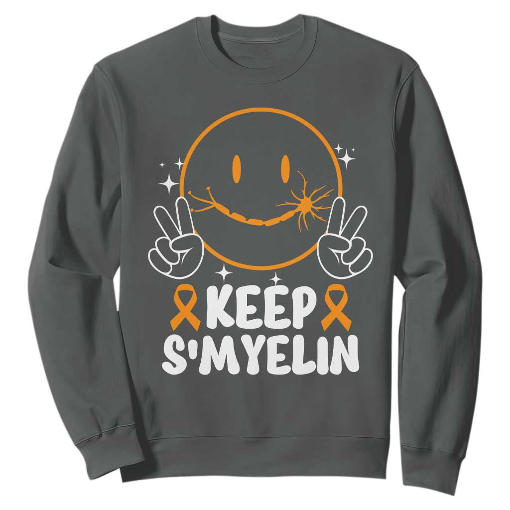 Multiple Sclerosis Support Sweatshirt Keep Smyelin Orange Ribbon MS Fighter
