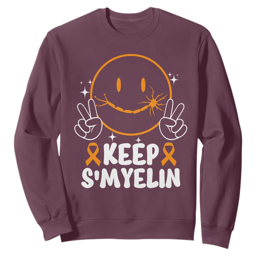 Multiple Sclerosis Support Sweatshirt Keep Smyelin Orange Ribbon MS Fighter