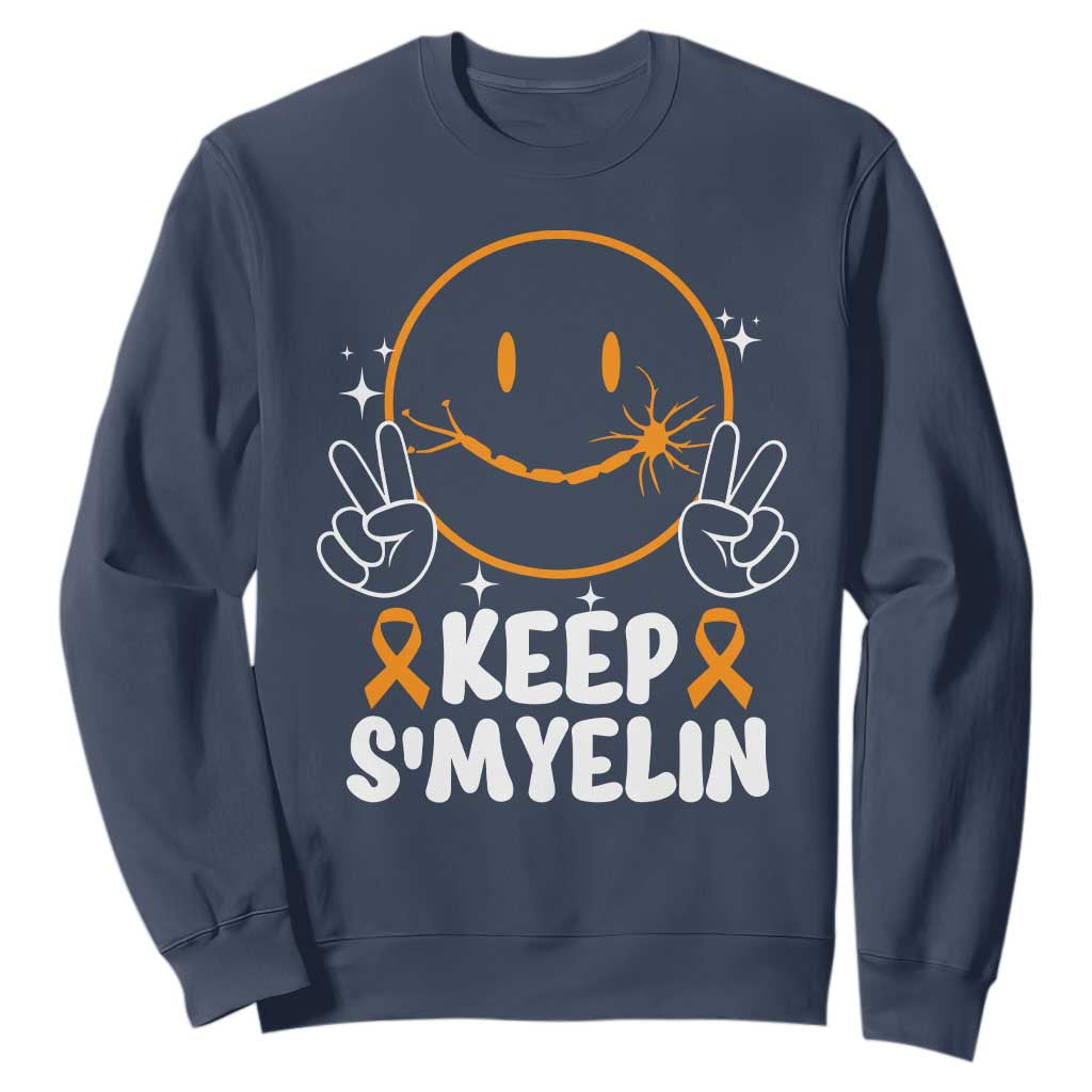 Multiple Sclerosis Support Sweatshirt Keep Smyelin Orange Ribbon MS Fighter